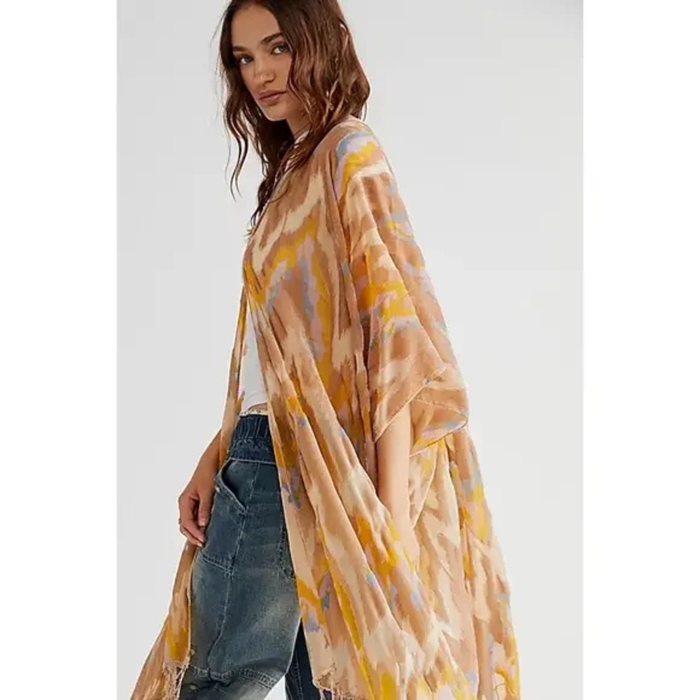 NWOT Free People Dripping Velvet Burnout Kimono OS